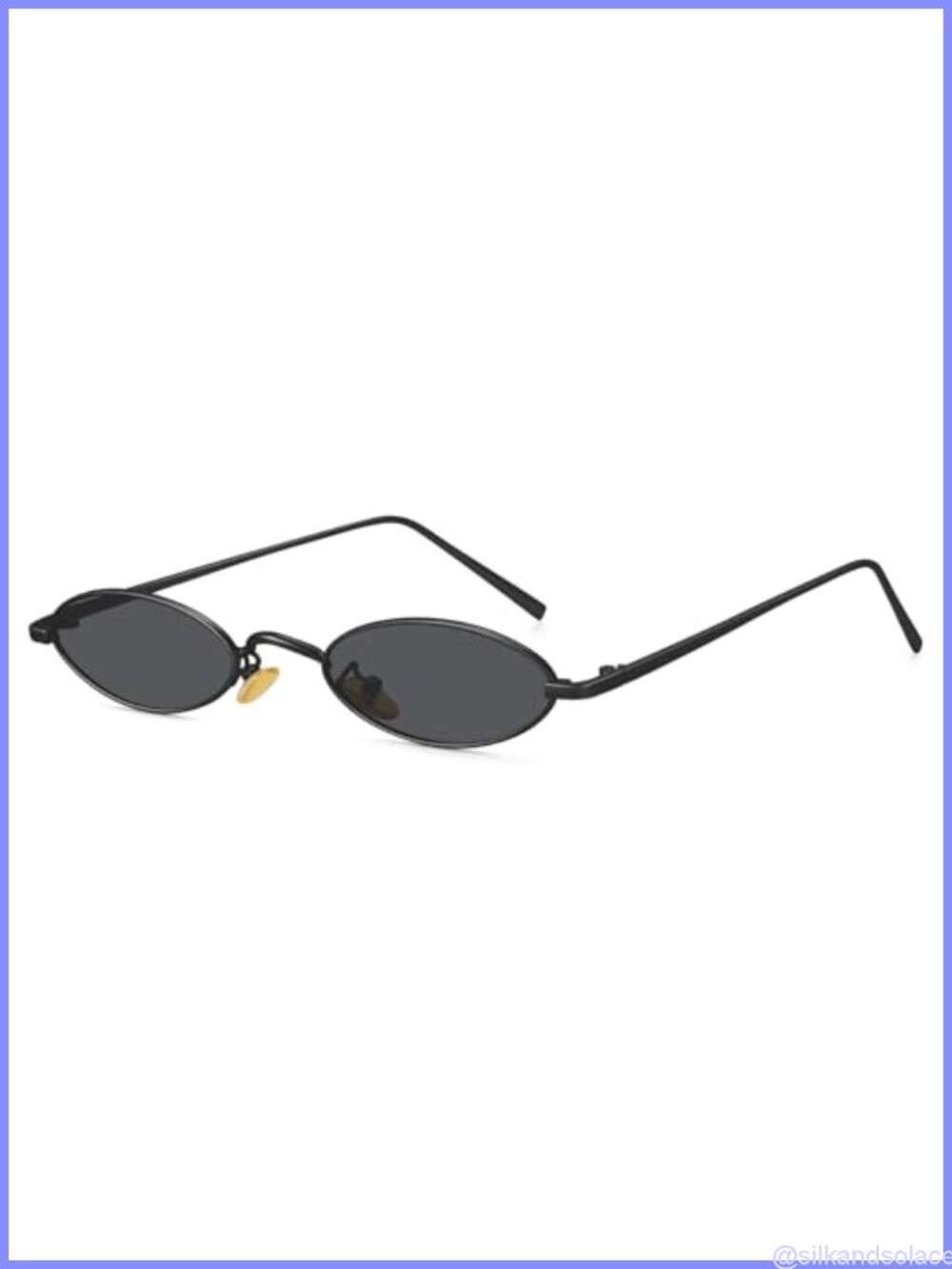 Retro 90s Small Oval Sunglasses Narrow Metal Frame UV400